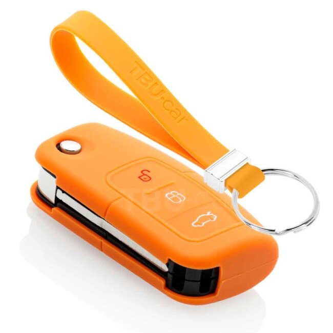 Capa para chave do carro compatível com Ford - Capa Protetora de Chave Remota de Silicone - Tampa Remota FOB - Laranja