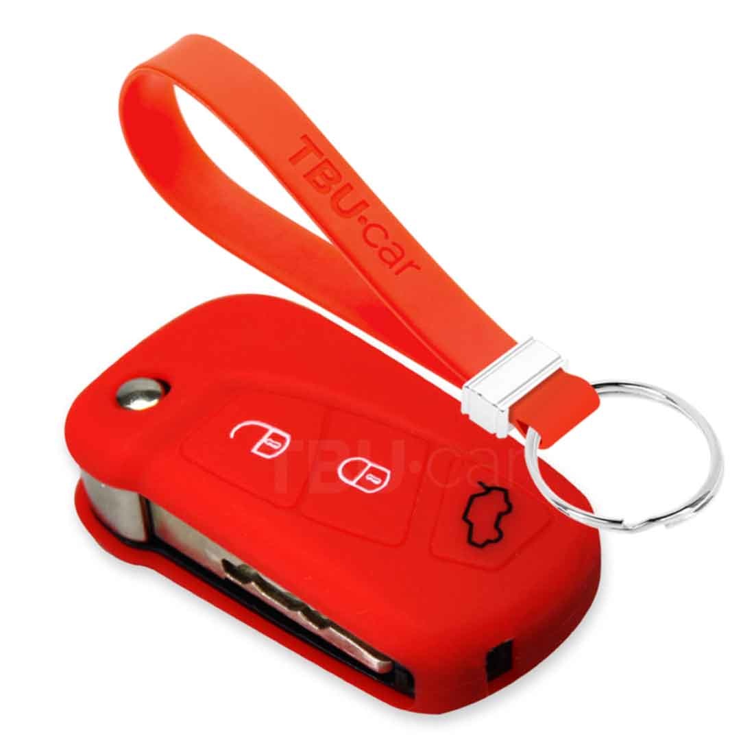 TBU car TBU car Car key cover compatible with Ford - Silicone Protective Remote Key Shell - FOB Case Cover - Red