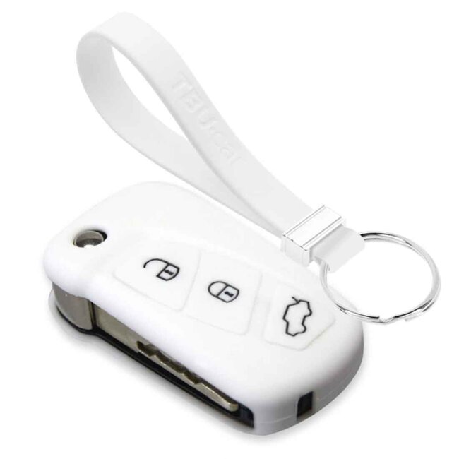 Funda Carcasa llave compatible con Ford - Funda de Silicona - Cover de Llave Coche - Blanco