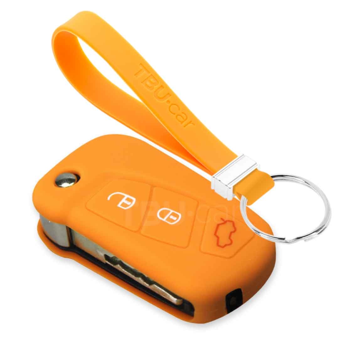 TBU car TBU car Car key cover compatible with Ford - Silicone Protective Remote Key Shell - FOB Case Cover - Orange