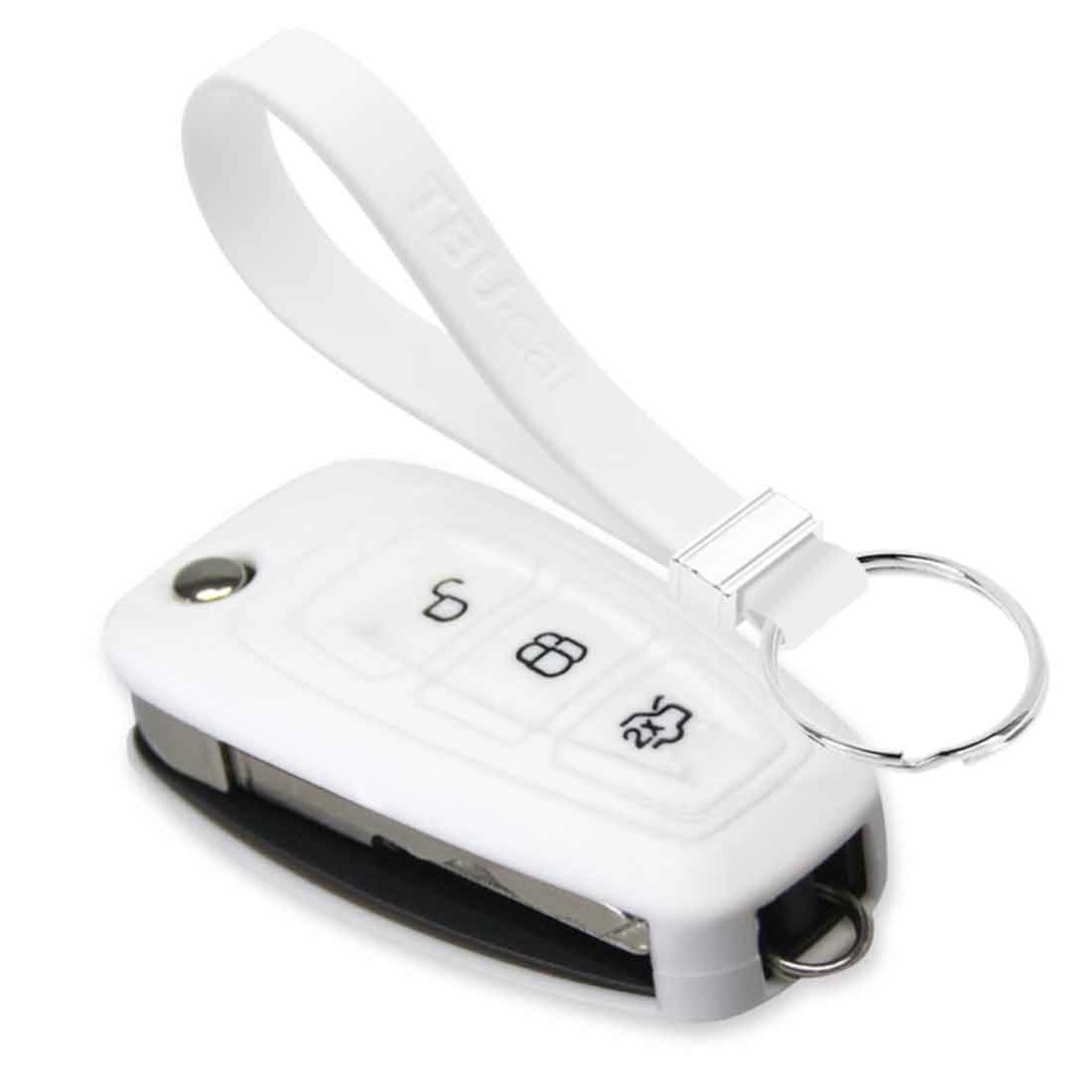 TBU car TBU car Autoschlüssel Hülle kompatibel mit Ford 3 Tasten - Schutzhülle aus Silikon - Auto Schlüsselhülle Cover in Weiß