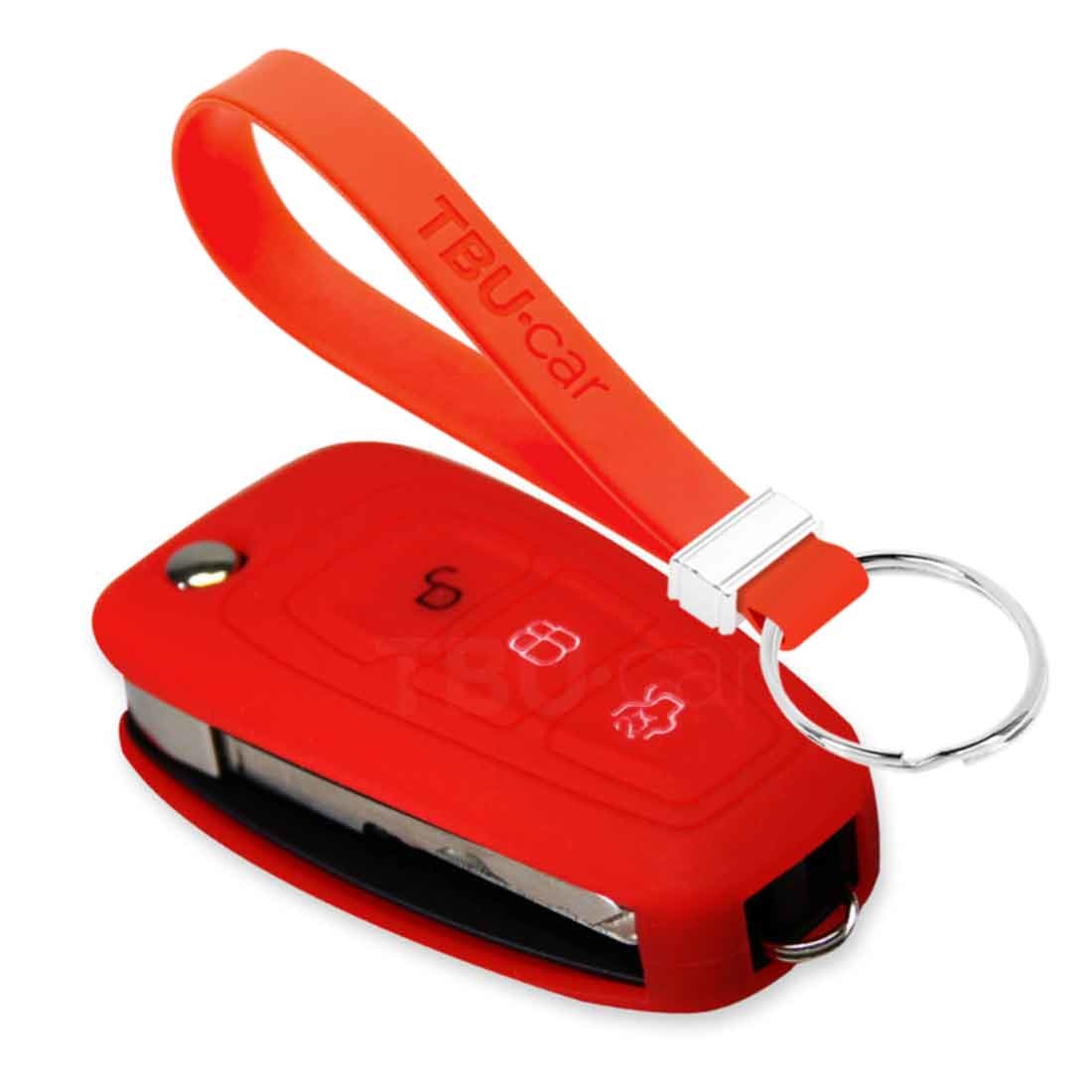 TBU car TBU car Funda Carcasa llave compatible con Ford - Funda de Silicona - Cover de Llave Coche - Rojo