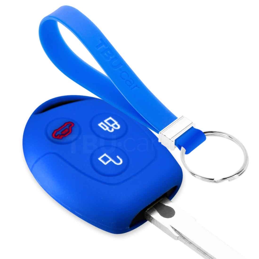 TBU car TBU car Car key cover compatible with Ford - Silicone Protective Remote Key Shell - FOB Case Cover - Blue