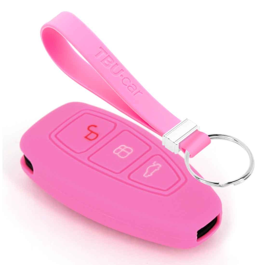 TBU car TBU car Housse de Protection clé compatible avec Ford - Coque Cover Housse étui en Silicone - Rose