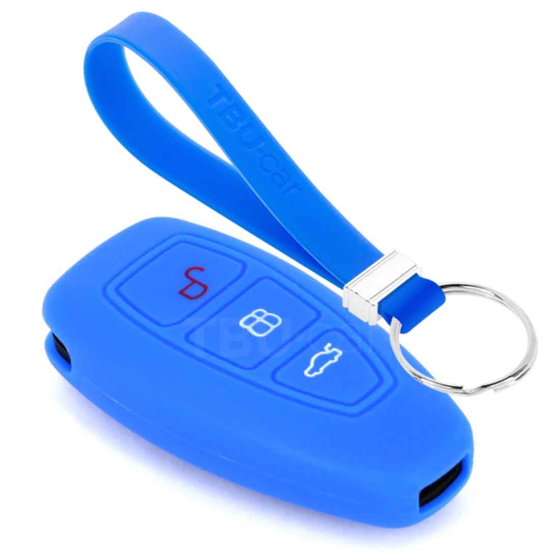 TBU car TBU car Car key cover compatible with Ford - Silicone Protective Remote Key Shell - FOB Case Cover - Blue