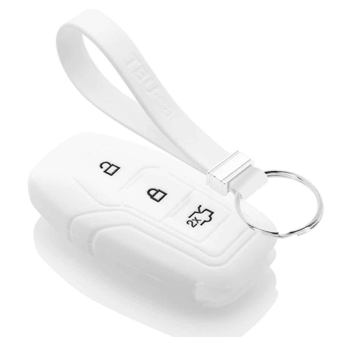 TBU car TBU car Car key cover compatible with Ford - Silicone Protective Remote Key Shell - FOB Case Cover - White