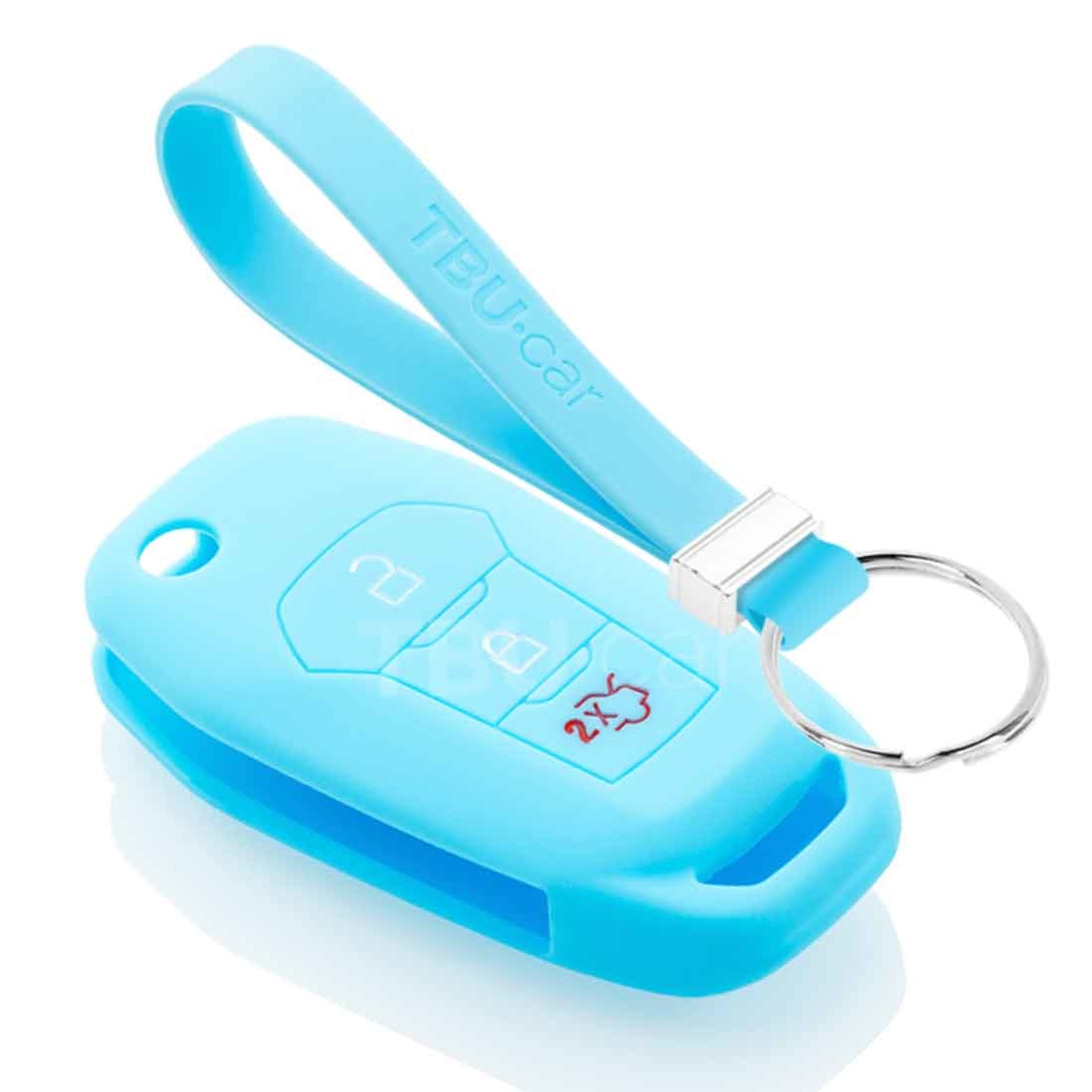 TBU car TBU car Car key cover compatible with Ford - Silicone Protective Remote Key Shell - FOB Case Cover - Light Blue