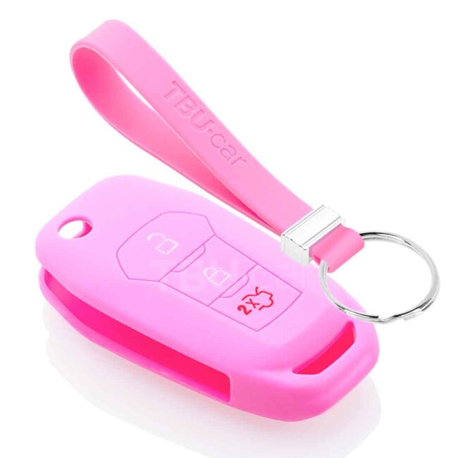 Car key cover compatible with Ford - Silicone Protective Remote Key Shell - FOB Case Cover - Pink