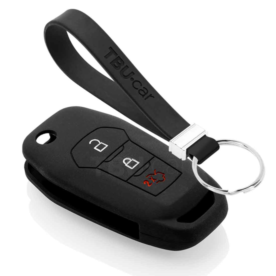 TBU car TBU car Car key cover compatible with Ford - Silicone Protective Remote Key Shell - FOB Case Cover - Black