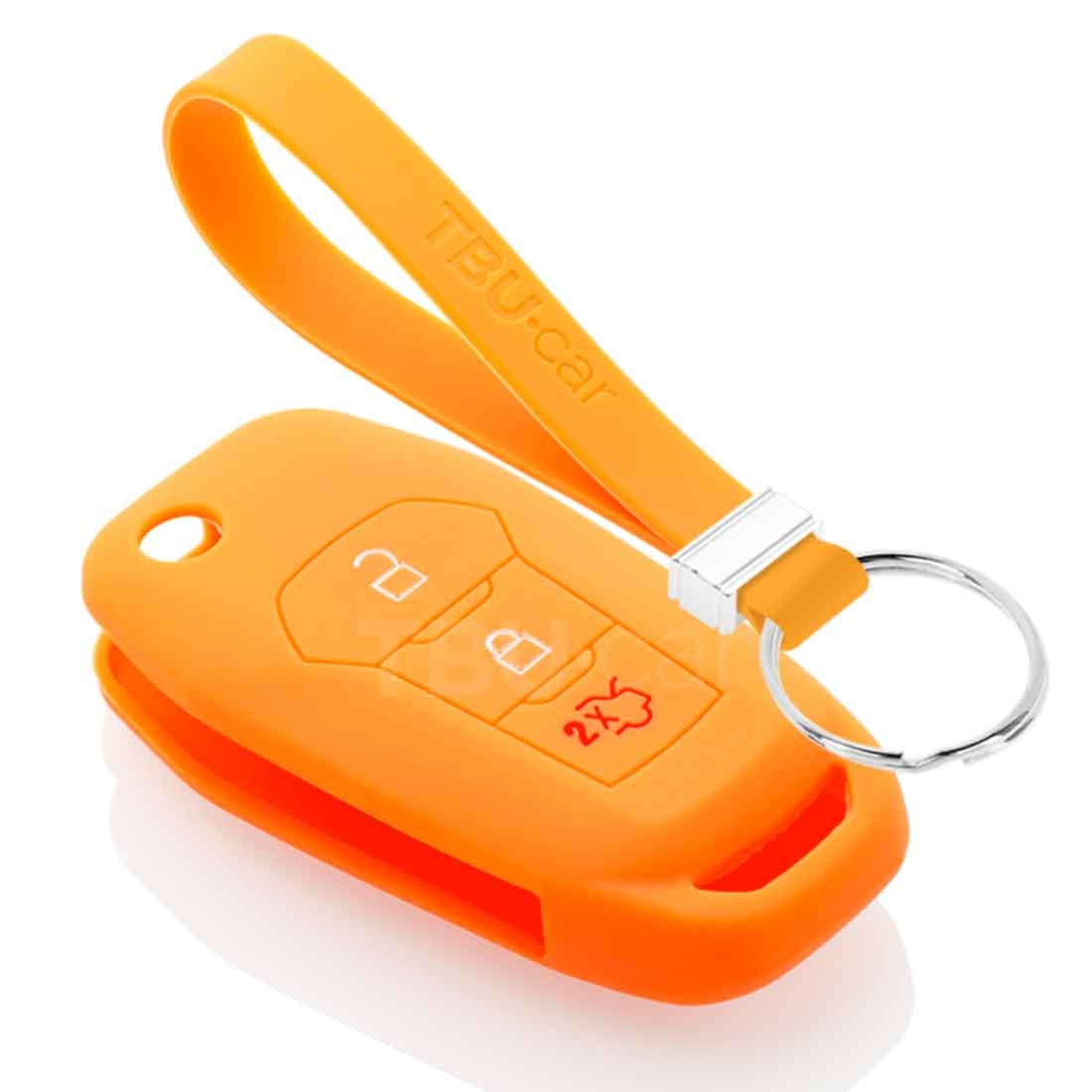 TBU car TBU car Housse de Protection clé compatible avec Ford - Coque Cover Housse étui en Silicone - Orange