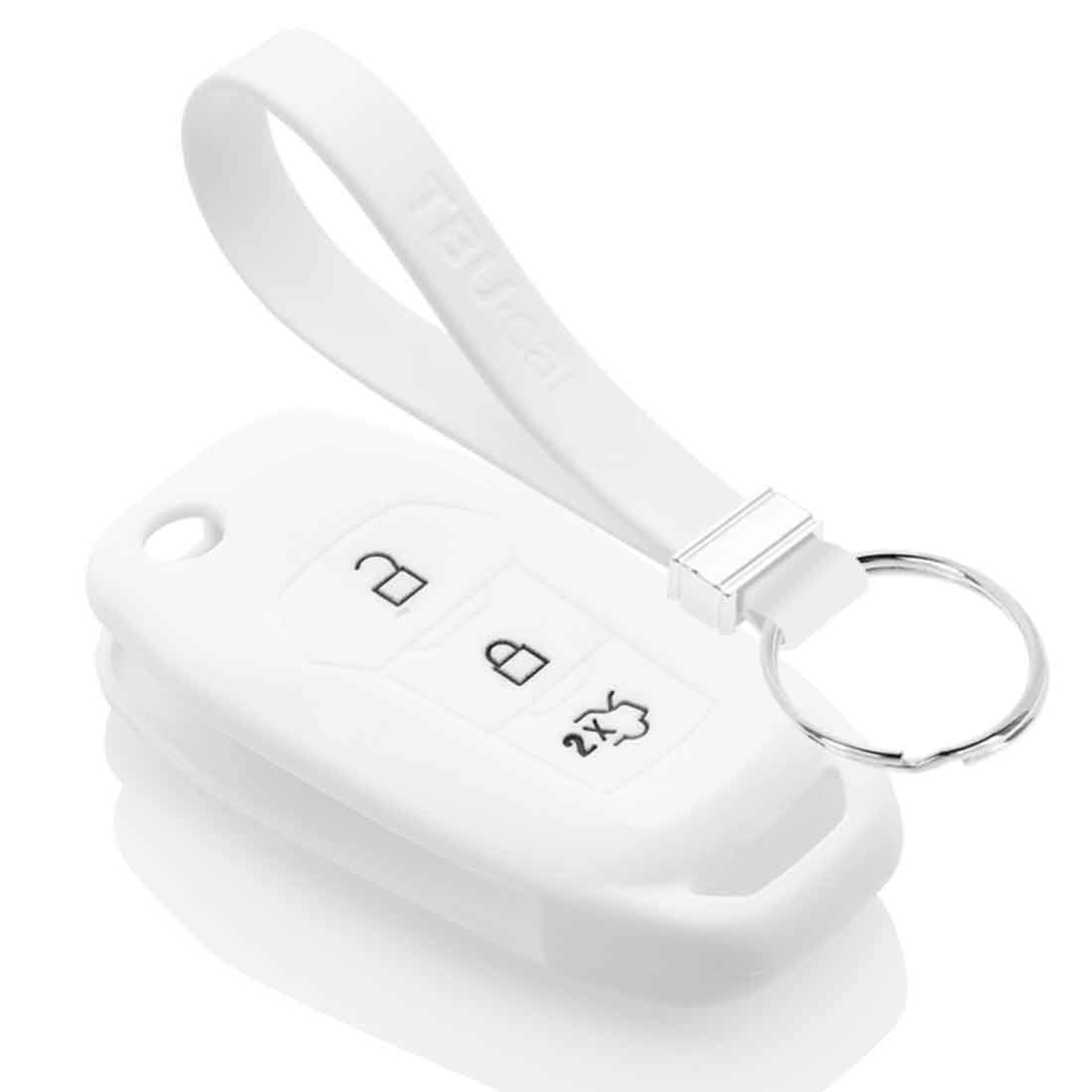 TBU car TBU car Car key cover compatible with Ford - Silicone Protective Remote Key Shell - FOB Case Cover - White