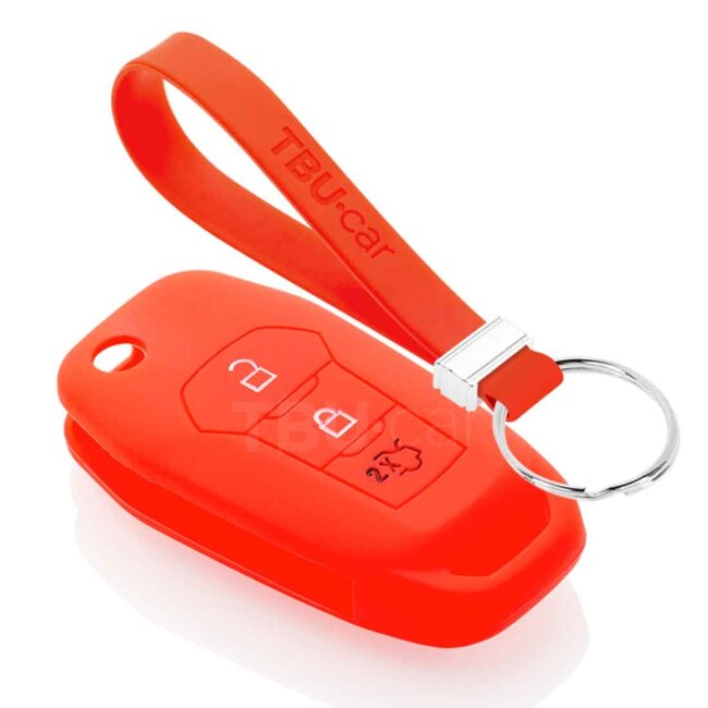 Car key cover compatible with Ford - Silicone Protective Remote Key Shell - FOB Case Cover - Red