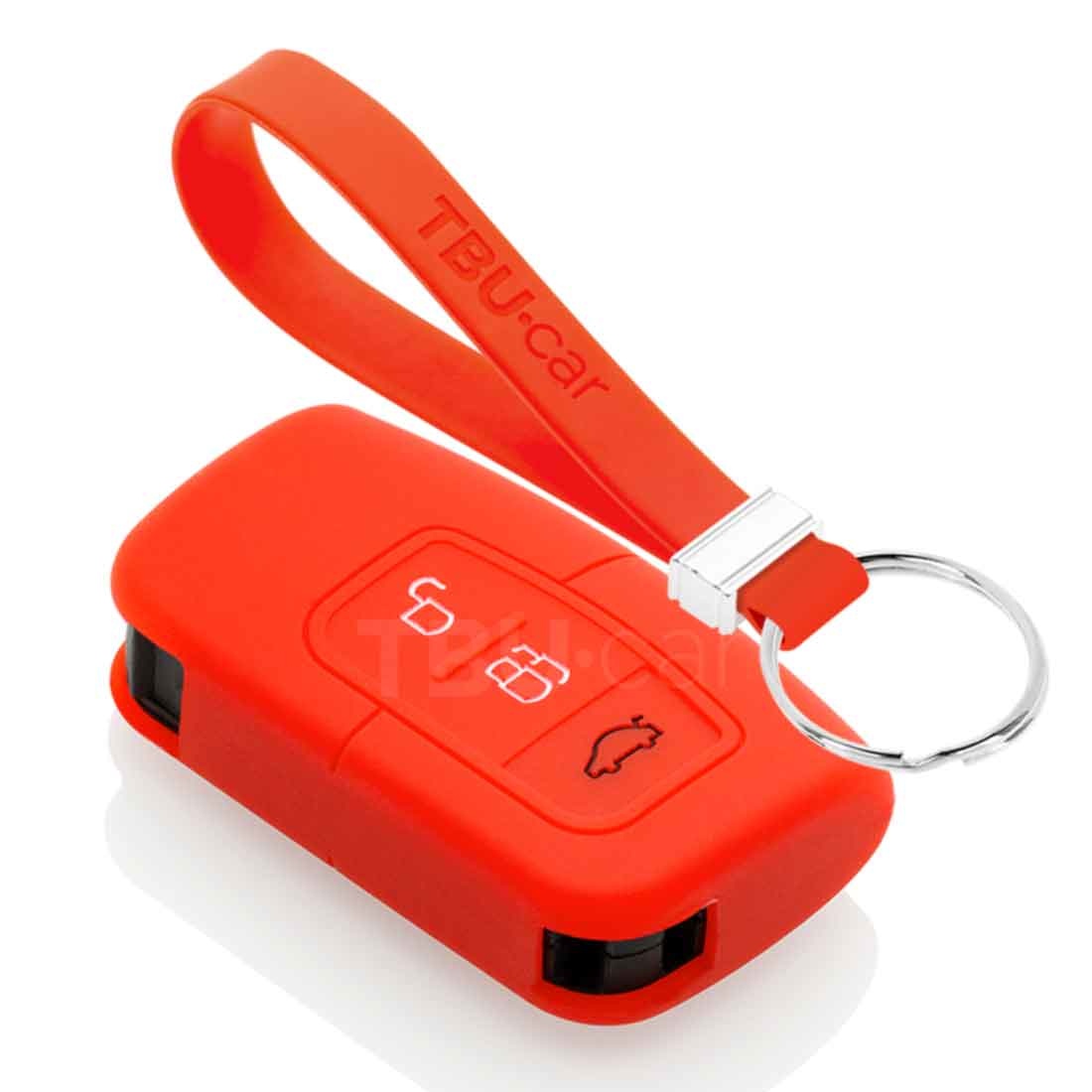 TBU car TBU car Car key cover compatible with Ford - Silicone Protective Remote Key Shell - FOB Case Cover - Red