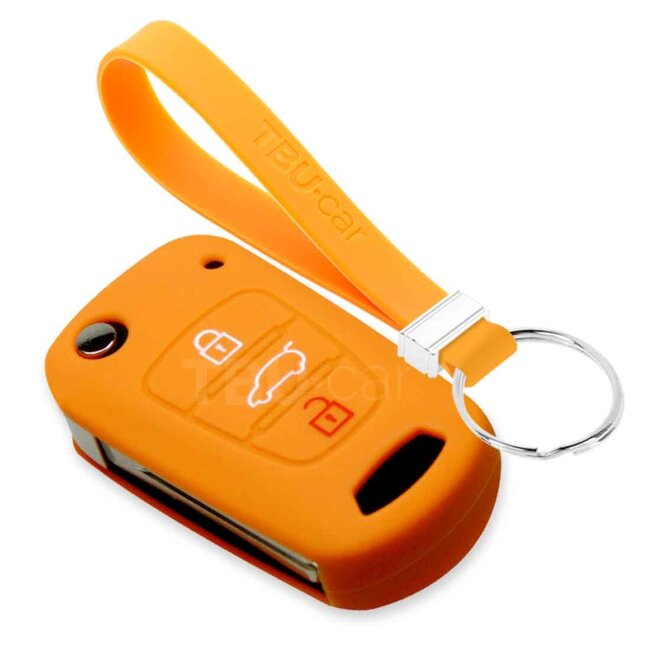 Capa para chave do carro compatível com Hyundai - Capa Protetora de Chave Remota de Silicone - Tampa Remota FOB - Laranja