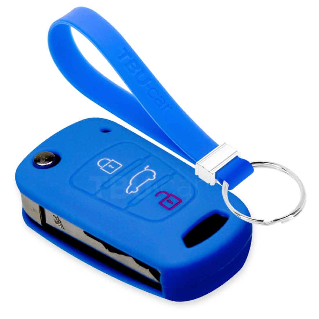 TBU car TBU car Autoschlüssel Hülle kompatibel mit Hyundai 3 Tasten - Schutzhülle aus Silikon - Auto Schlüsselhülle Cover in Blau