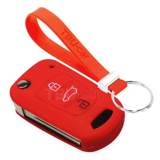 Housse de Protection clé compatible avec Hyundai - Coque Cover Housse étui en Silicone - Rouge