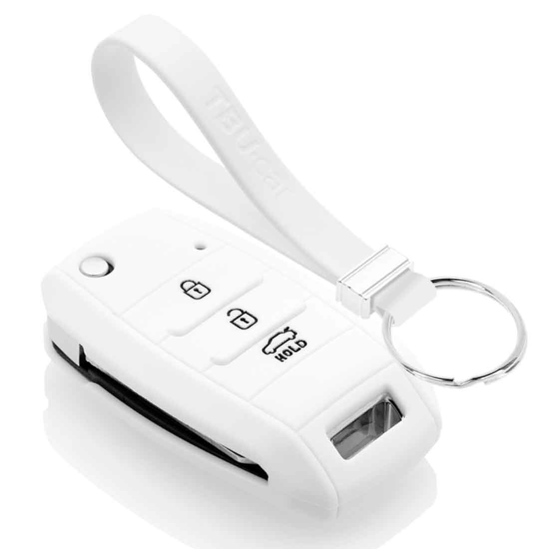 TBU car TBU car Autoschlüssel Hülle kompatibel mit Hyundai 3 Tasten - Schutzhülle aus Silikon - Auto Schlüsselhülle Cover in Weiß