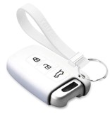 TBU car TBU car Autoschlüssel Hülle kompatibel mit Hyundai 3 Tasten (Keyless Entry) - Schutzhülle aus Silikon - Auto Schlüsselhülle Cover in Weiß