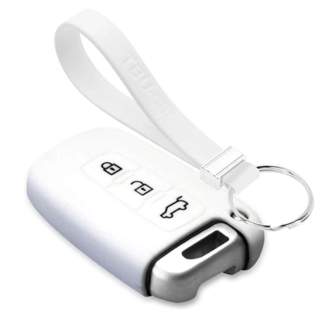 TBU car TBU car Autoschlüssel Hülle kompatibel mit Hyundai 3 Tasten (Keyless Entry) - Schutzhülle aus Silikon - Auto Schlüsselhülle Cover in Weiß