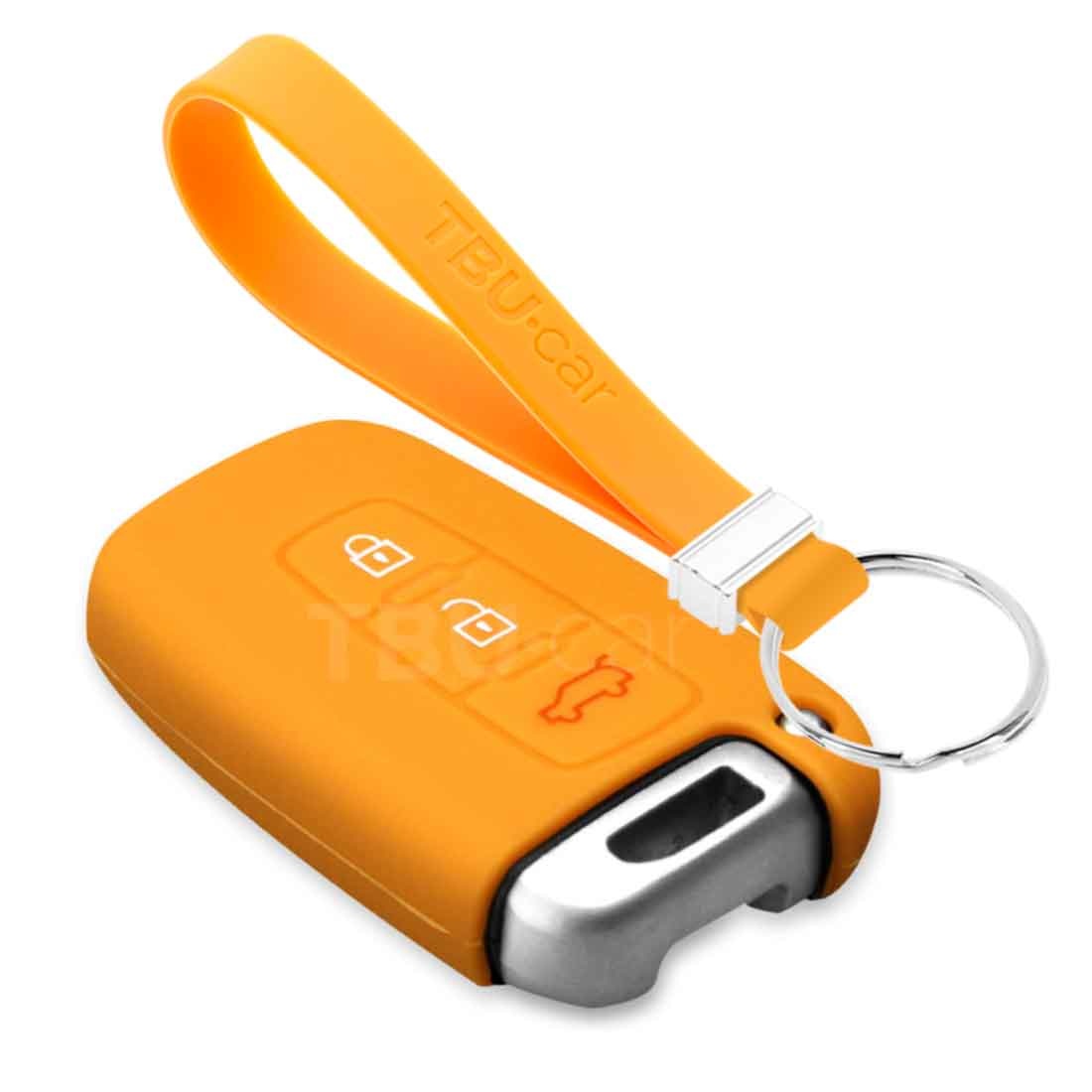 TBU car TBU car Autoschlüssel Hülle kompatibel mit Hyundai 3 Tasten (Keyless Entry) - Schutzhülle aus Silikon - Auto Schlüsselhülle Cover in Orange