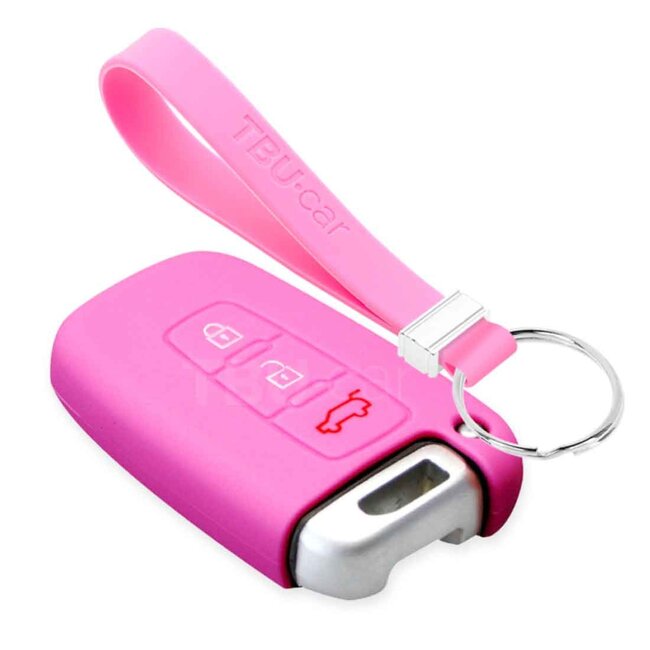 Autoschlüssel Hülle kompatibel mit Hyundai 3 Tasten (Keyless Entry) - Schutzhülle aus Silikon - Auto Schlüsselhülle Cover in Rosa