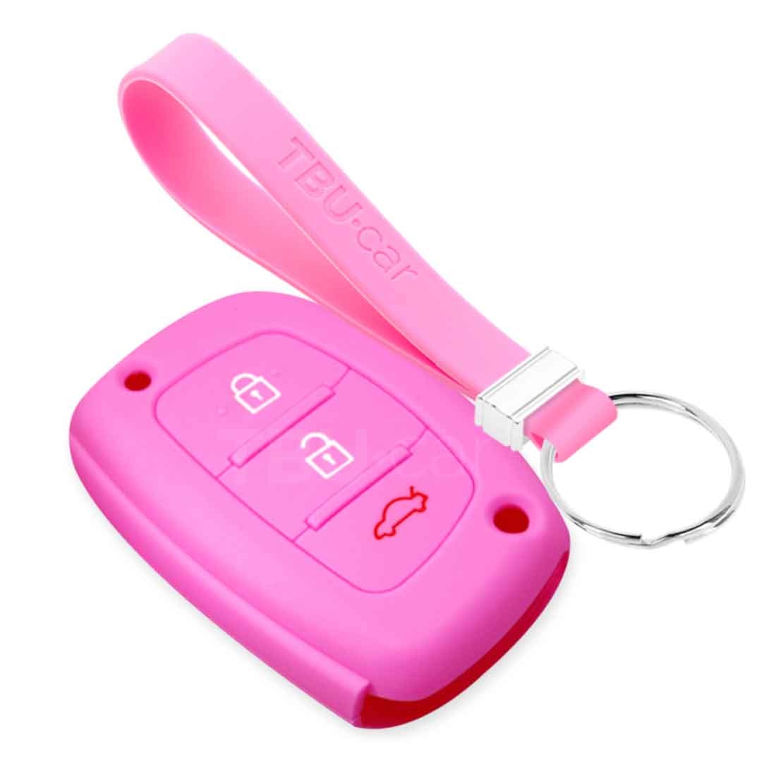 TBU car TBU car Car key cover compatible with Hyundai - Silicone Protective Remote Key Shell - FOB Case Cover - Pink