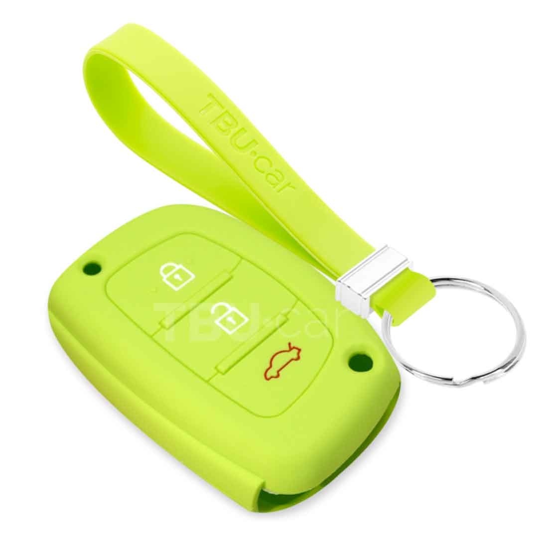 TBU car TBU car Car key cover compatible with Hyundai - Silicone Protective Remote Key Shell - FOB Case Cover - Lime green