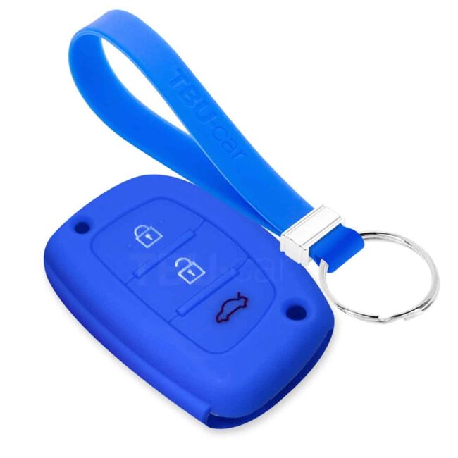 Autoschlüssel Hülle kompatibel mit Hyundai 3 Tasten (Keyless Entry) - Schutzhülle aus Silikon - Auto Schlüsselhülle Cover in Blau