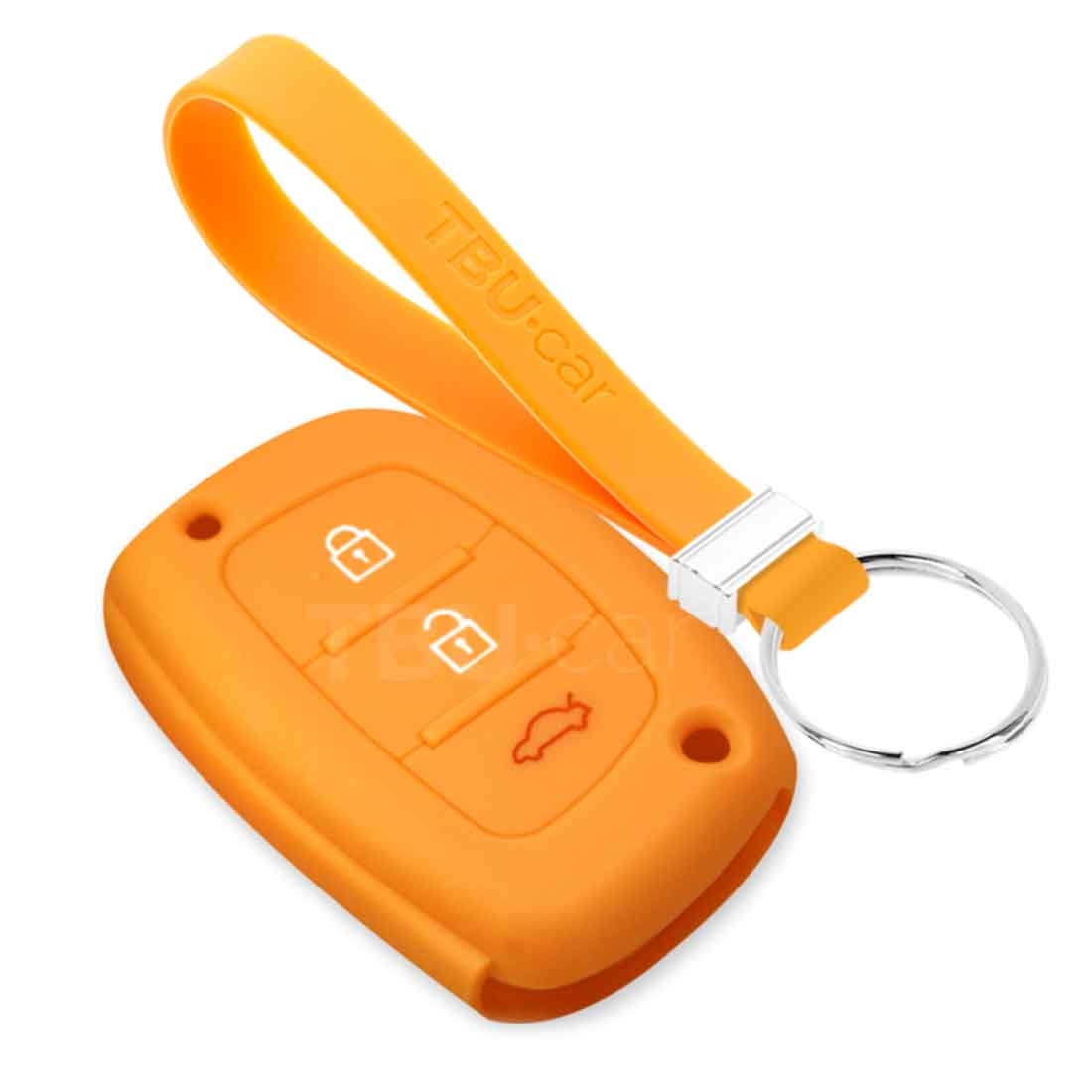 TBU car TBU car Funda Carcasa llave compatible con Hyundai - Funda de Silicona - Cover de Llave Coche - Naranja