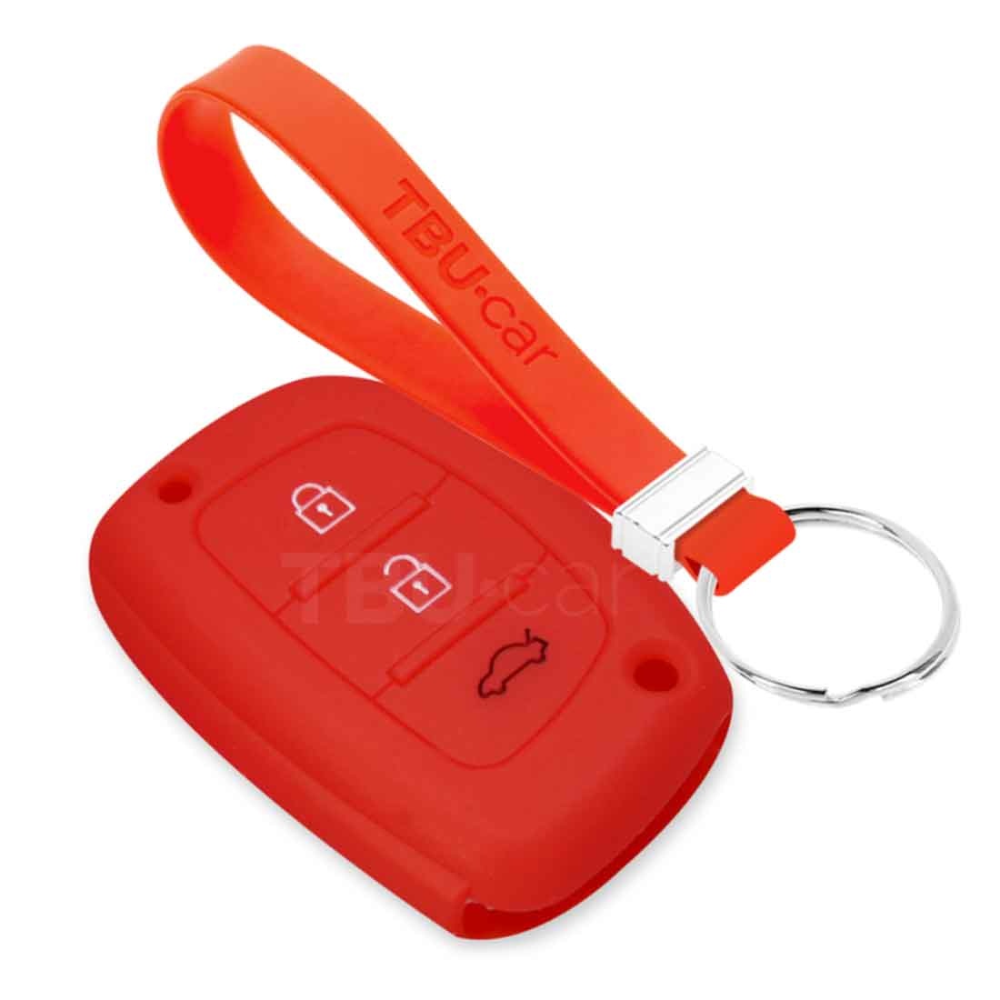 TBU car TBU car Funda Carcasa llave compatible con Hyundai - Funda de Silicona - Cover de Llave Coche - Rojo