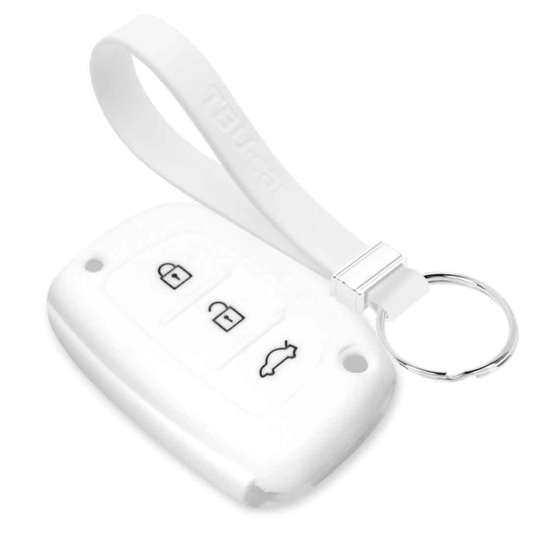 TBU car TBU car Housse de Protection clé compatible avec Hyundai - Coque Cover Housse étui en Silicone - Blanc