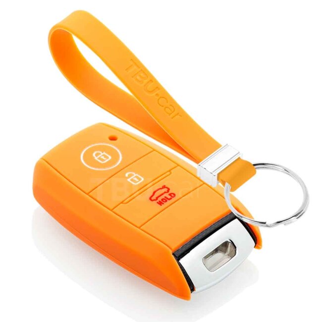 Autoschlüssel Hülle kompatibel mit Hyundai 3 Tasten (Keyless Entry) - Schutzhülle aus Silikon - Auto Schlüsselhülle Cover in Orange
