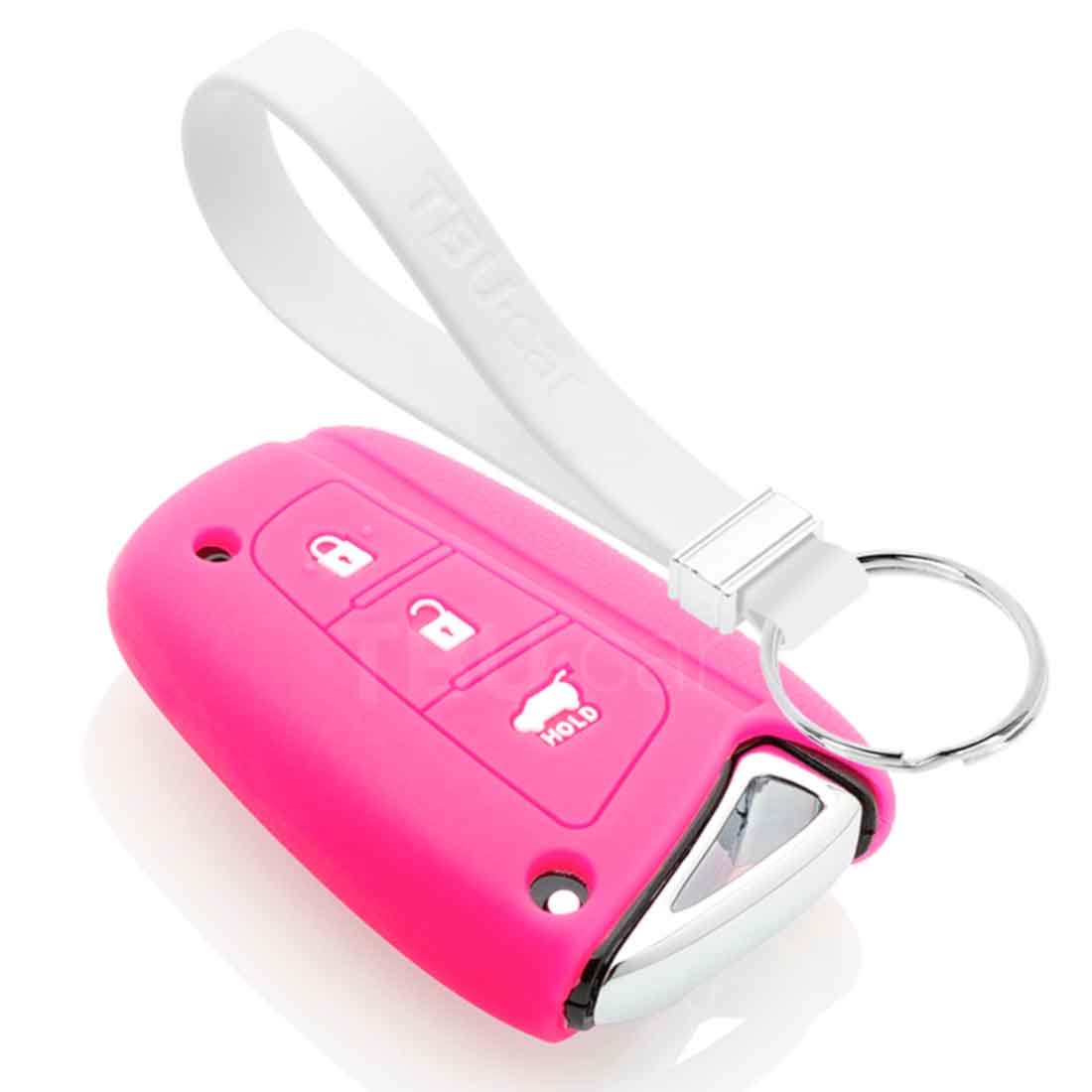 TBU car Hyundai Capa Silicone Chave do carro - Capa protetora - Tampa remota FOB - Fluor Rosa