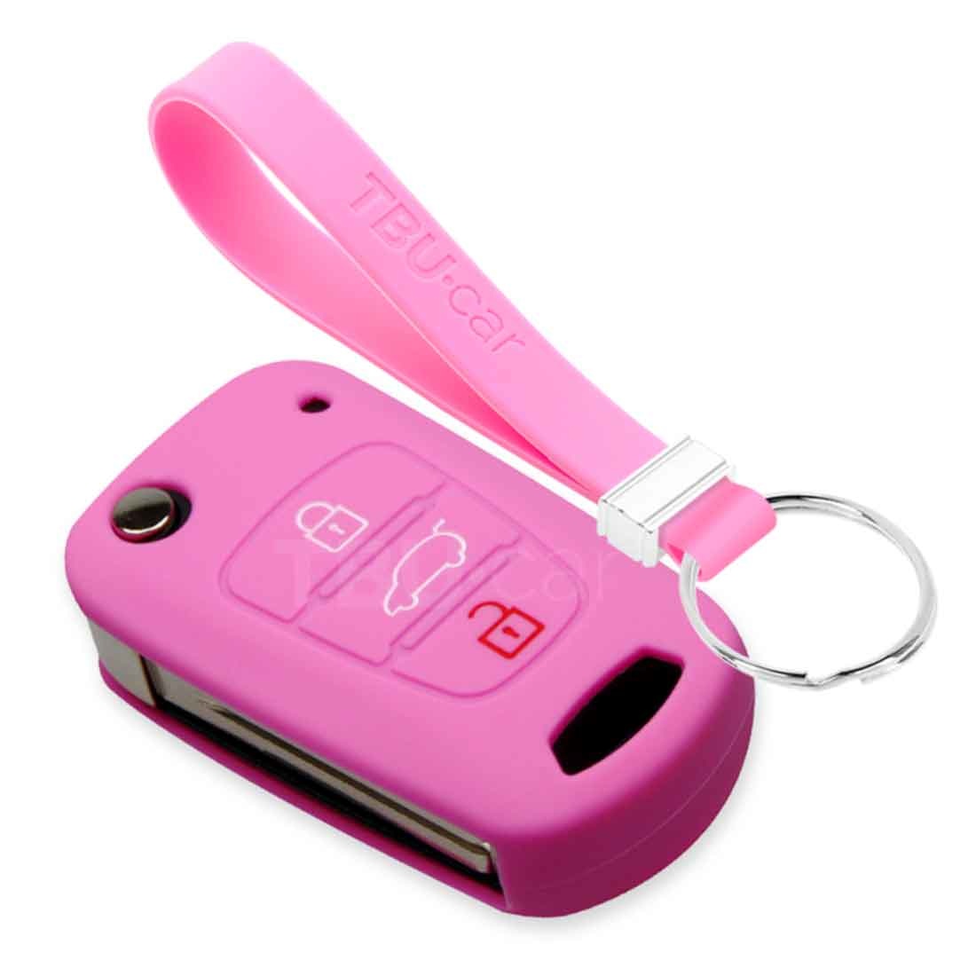 TBU car TBU car Housse de Protection clé compatible avec Kia - Coque Cover Housse étui en Silicone - Rose