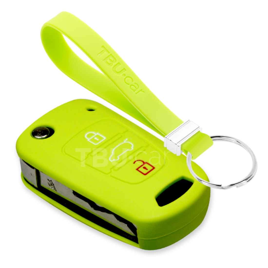 TBU car TBU car Car key cover compatible with Kia - Silicone Protective Remote Key Shell - FOB Case Cover - Lime green