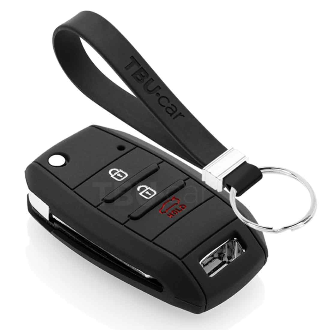 TBU car TBU car Autoschlüssel Hülle kompatibel mit Kia 3 Tasten - Schutzhülle aus Silikon - Auto Schlüsselhülle Cover in Schwarz