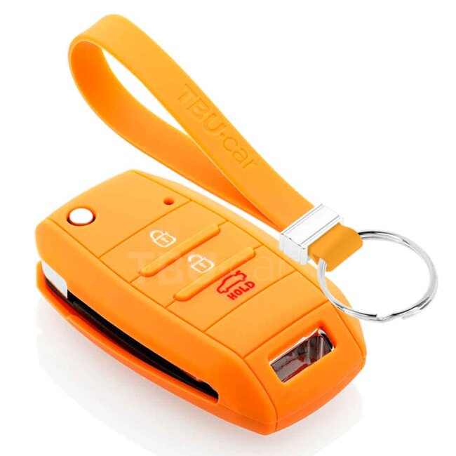 Capa para chave do carro compatível com Kia - Capa Protetora de Chave Remota de Silicone - Tampa Remota FOB - Laranja