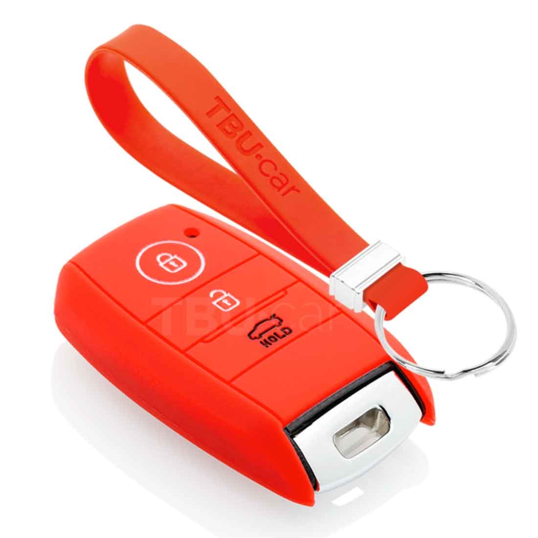 TBU car TBU car Autoschlüssel Hülle kompatibel mit Kia 3 Tasten (Keyless Entry) - Schutzhülle aus Silikon - Auto Schlüsselhülle Cover in Rot