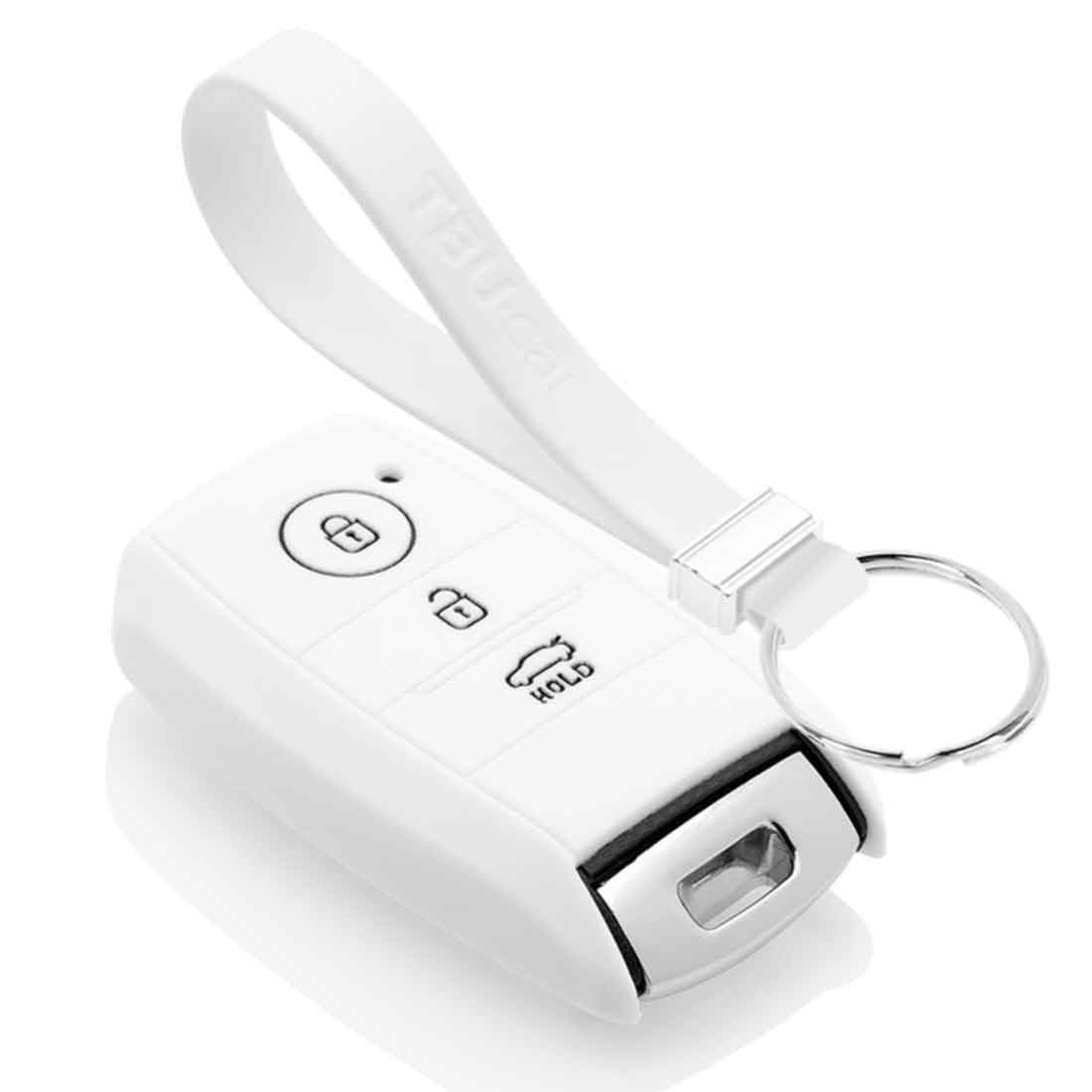 TBU car TBU car Autoschlüssel Hülle kompatibel mit Kia 3 Tasten (Keyless Entry) - Schutzhülle aus Silikon - Auto Schlüsselhülle Cover in Weiß