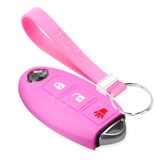 TBU car TBU car Autoschlüssel Hülle kompatibel mit Nissan 3 Tasten (Keyless Entry) - Schutzhülle aus Silikon - Auto Schlüsselhülle Cover in Rosa