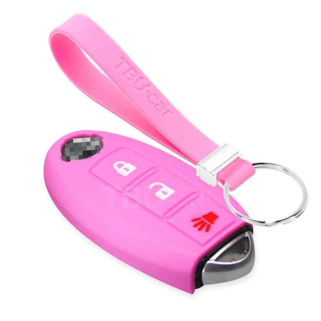Funda Carcasa llave compatible con Nissan - Funda de Silicona - Cover de Llave Coche - Rosa