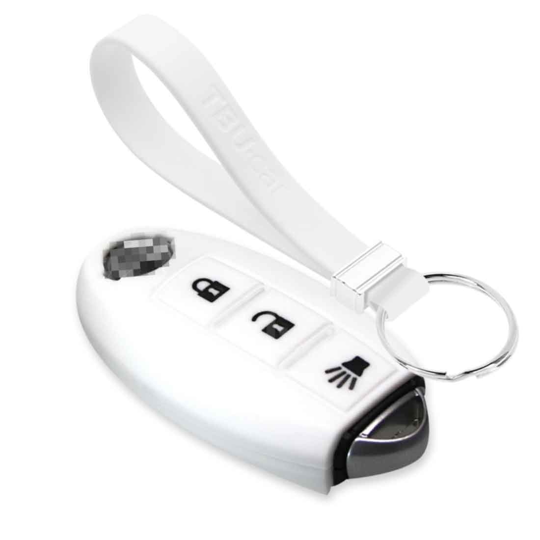 TBU car TBU car Car key cover compatible with Nissan - Silicone Protective Remote Key Shell - FOB Case Cover - White