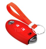 TBU car TBU car Autoschlüssel Hülle kompatibel mit Nissan 3 Tasten (Keyless Entry) - Schutzhülle aus Silikon - Auto Schlüsselhülle Cover in Rot
