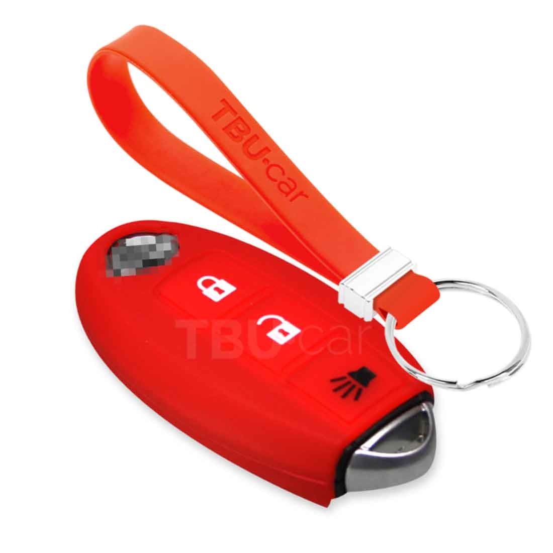TBU car TBU car Autoschlüssel Hülle kompatibel mit Nissan 3 Tasten (Keyless Entry) - Schutzhülle aus Silikon - Auto Schlüsselhülle Cover in Rot