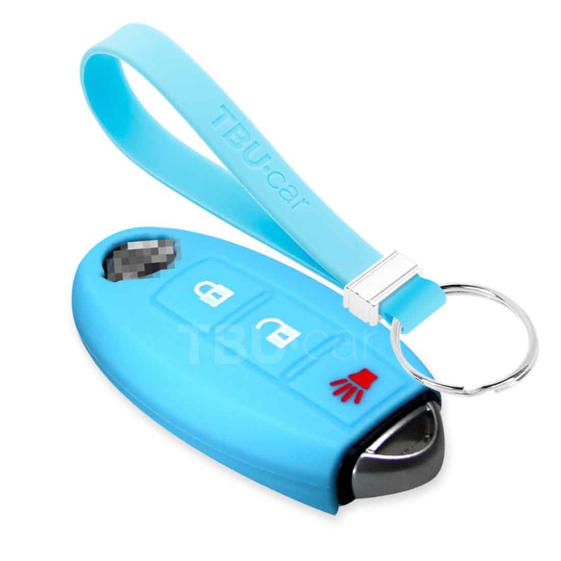 TBU car TBU car Autoschlüssel Hülle kompatibel mit Nissan 3 Tasten (Keyless Entry) - Schutzhülle aus Silikon - Auto Schlüsselhülle Cover in Hellblau