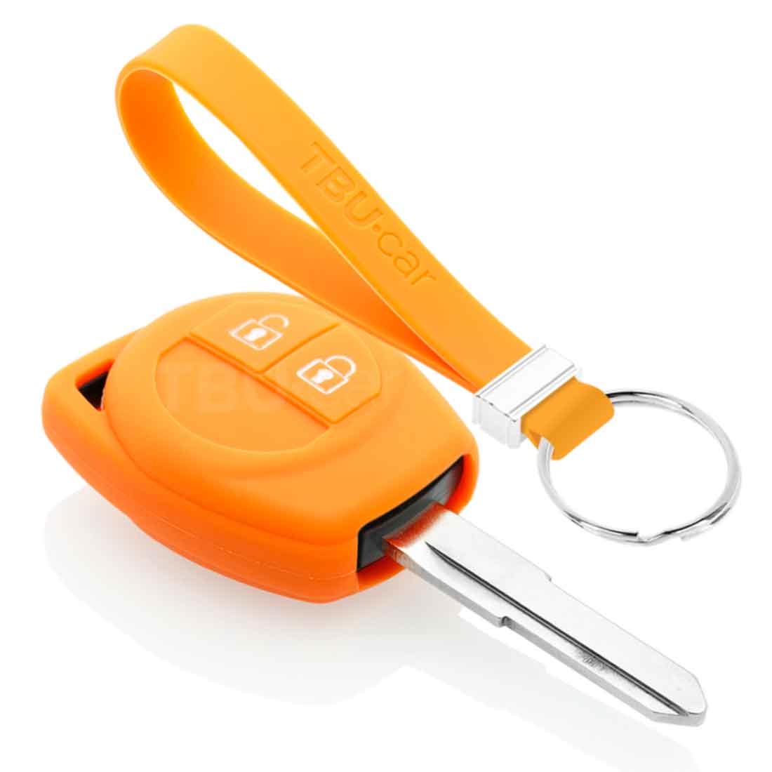 TBU car TBU car Autoschlüssel Hülle kompatibel mit Nissan 2 Tasten - Schutzhülle aus Silikon - Auto Schlüsselhülle Cover in Orange