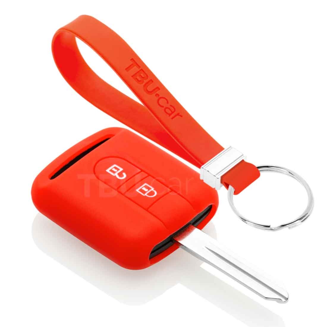 TBU car TBU car Autoschlüssel Hülle kompatibel mit Nissan 2 Tasten - Schutzhülle aus Silikon - Auto Schlüsselhülle Cover in Rot