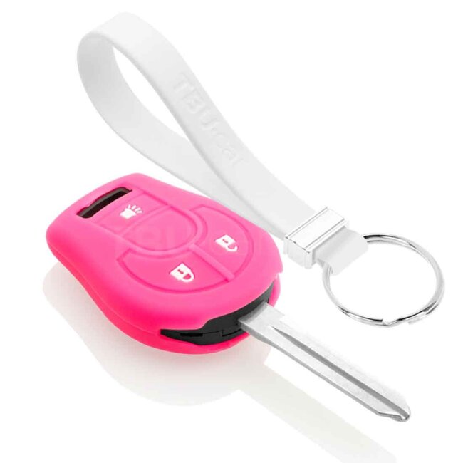 Capa para chave do carro compatível com Nissan - Capa Protetora de Chave Remota de Silicone - Tampa Remota FOB - Fluor Rosa