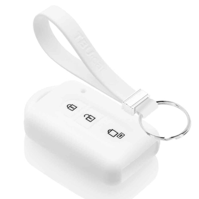 Autoschlüssel Hülle kompatibel mit Nissan 2 Tasten (Keyless Entry) - Schutzhülle aus Silikon - Auto Schlüsselhülle Cover in Weiß