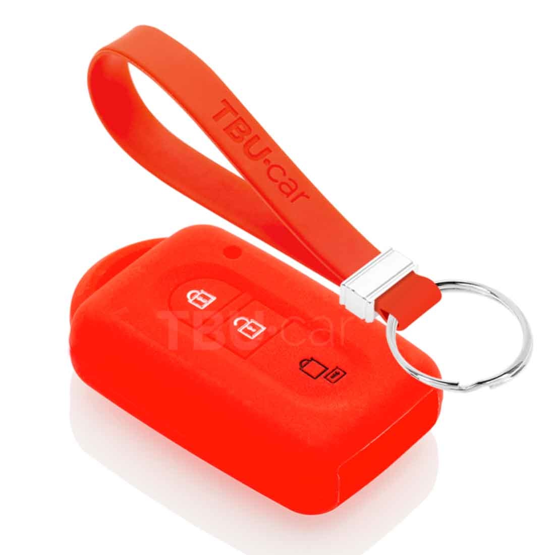 TBU car TBU car Car key cover compatible with Nissan - Silicone Protective Remote Key Shell - FOB Case Cover - Red